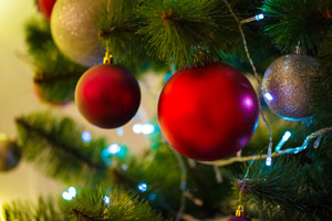 Christmas Ornaments on Tree